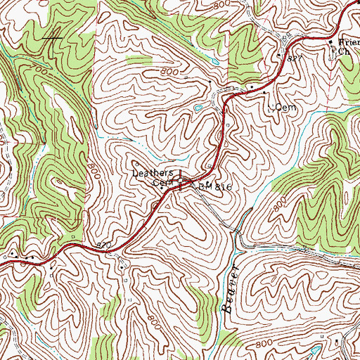 Topographic Map of Leathers Cemetery, KY