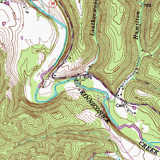 Topographic Map of Leatherwood Branch, KY
