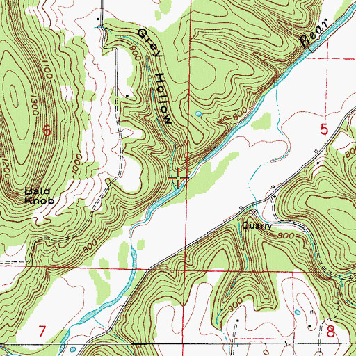 Topographic Map of Gray Hollow, AR