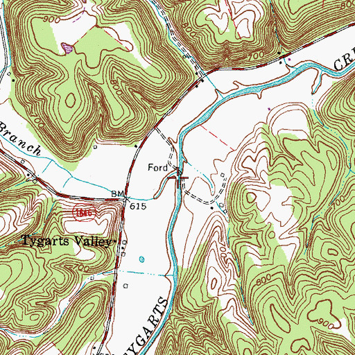 Topographic Map of Leatherwood Branch, KY