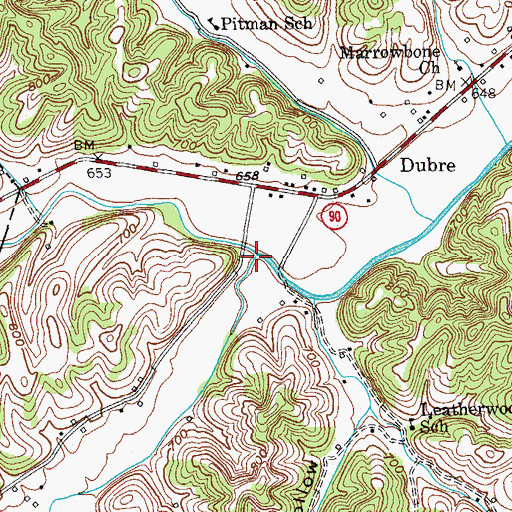 Topographic Map of Leatherwood Creek, KY