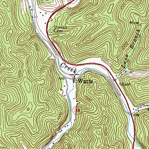 Topographic Map of Leatherwood Creek, KY
