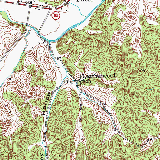 Topographic Map of Leatherwood School, KY