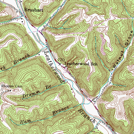 Topographic Map of Leatherwood School, KY