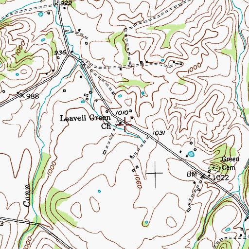 Topographic Map of Leavell Green Church, KY