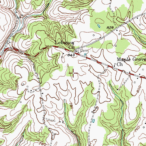 Topographic Map of Lebanon Church, KY
