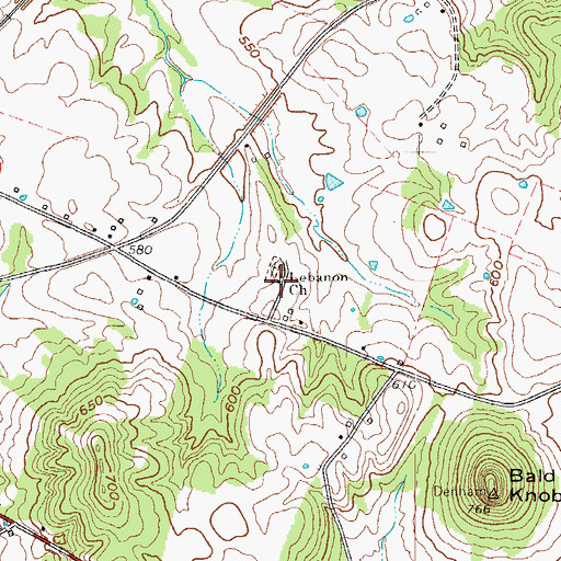 Topographic Map of Lebanon Baptist Church, KY
