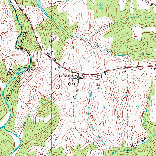 Topographic Map of Lebanon Church, KY