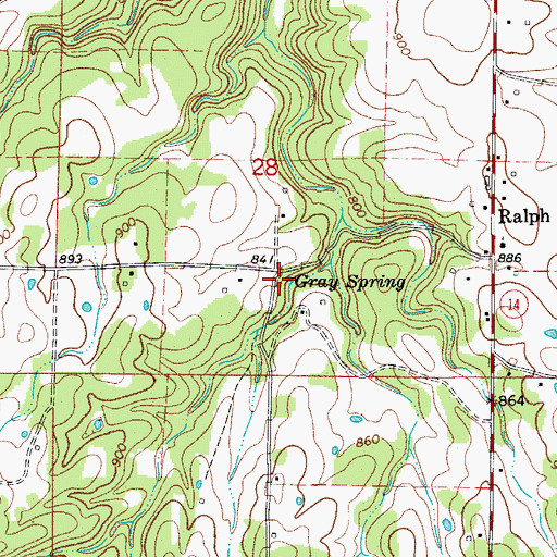 Topographic Map of Gray Spring, AR