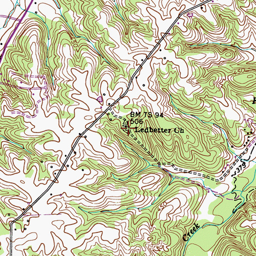 Topographic Map of Ledbetter Church, KY
