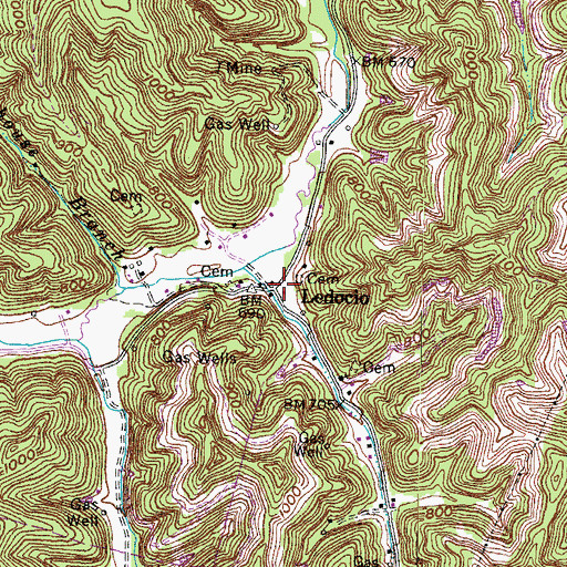 Topographic Map of Ledocio, KY