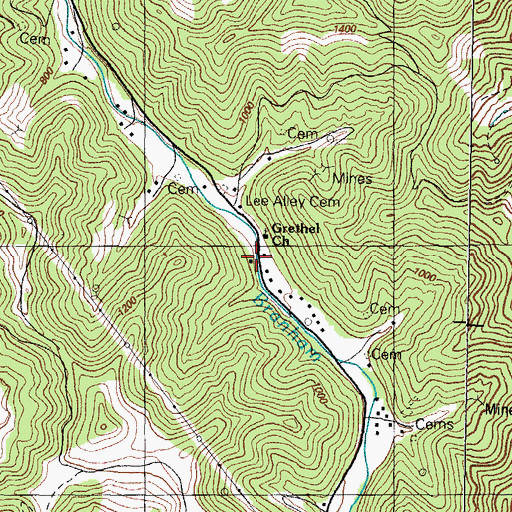 Topographic Map of Lee Alley School, KY