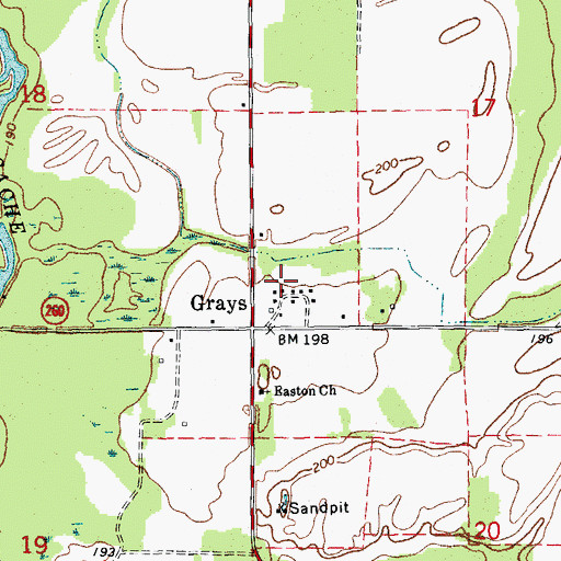 Topographic Map of Grays, AR