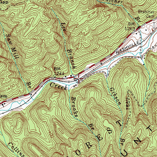 Topographic Map of Lee Branch, KY