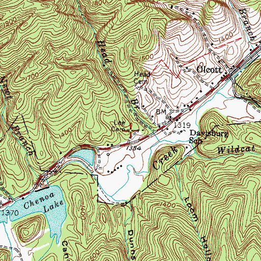 Topographic Map of Lee Cemetery, KY