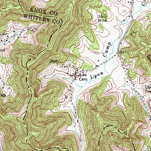 Topographic Map of Lee Cemetery, KY