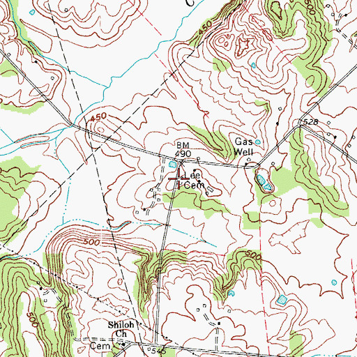 Topographic Map of Lee Cemetery, KY