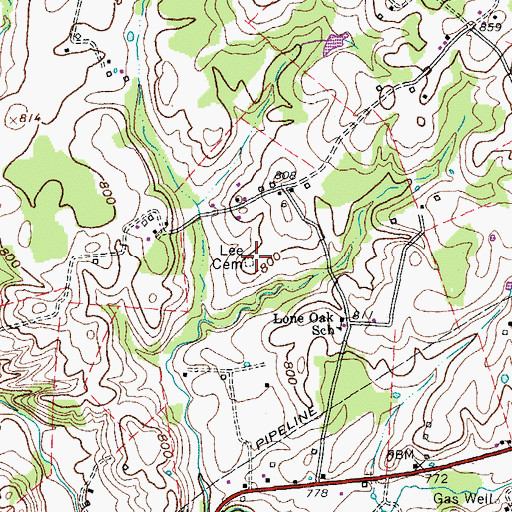 Topographic Map of Lee Cemetery, KY