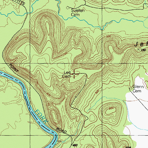 Topographic Map of Lee Cemetery, KY