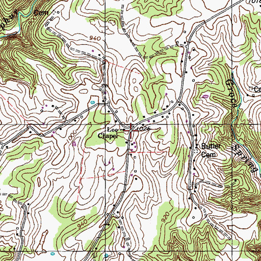 Topographic Map of Lee Chapel, KY