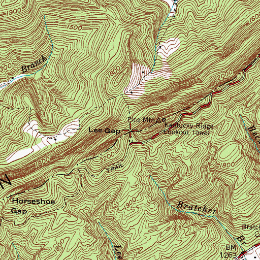 Topographic Map of Lee Gap, KY