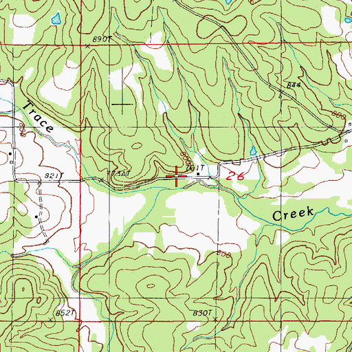 Topographic Map of Greasy Branch, AR