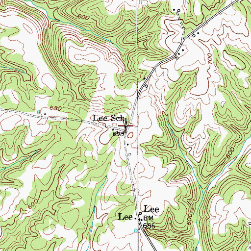 Topographic Map of Lee School, KY