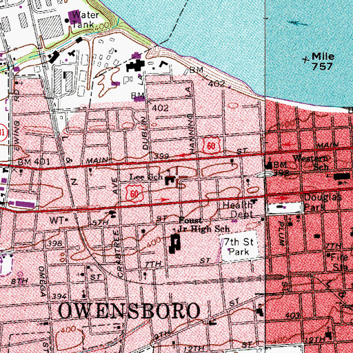 Topographic Map of Lee School, KY