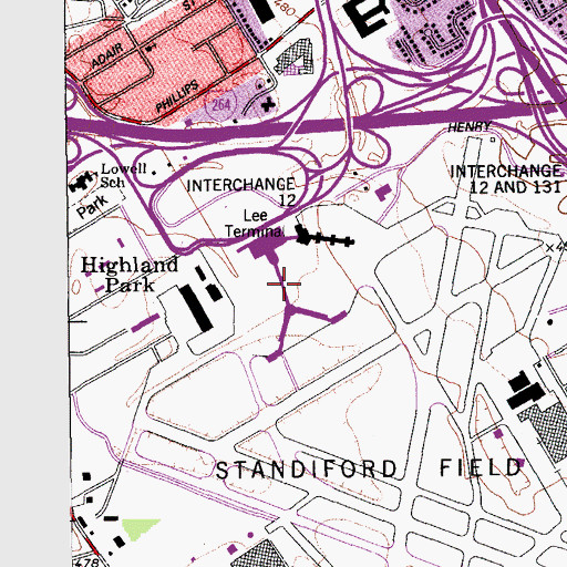 Topographic Map of Lee Terminal, KY