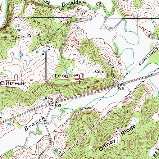 Topographic Map of Leech Hill, KY