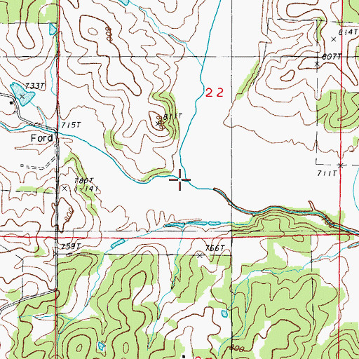 Topographic Map of Greasy Creek, AR