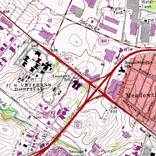 Topographic Map of Leestown Middle School, KY