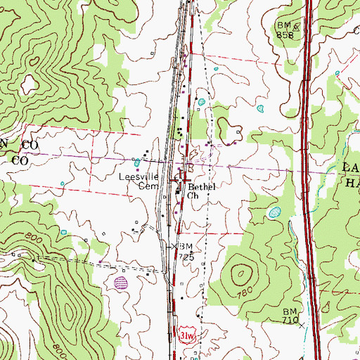 Topographic Map of Leesville Cemetery, KY