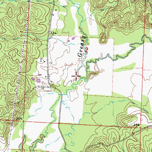 Topographic Map of Greasy Creek, AR