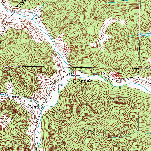 Topographic Map of Left Fork Bear Creek, KY