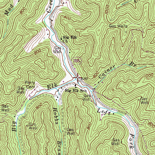 Topographic Map of Left Fork Big Elk Creek, KY