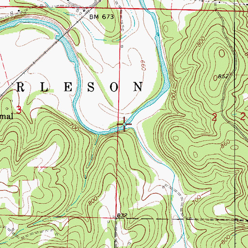 Topographic Map of Greasy Creek, AR
