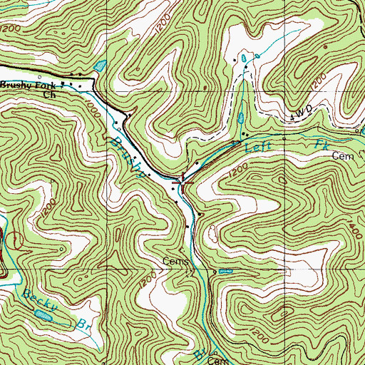 Topographic Map of Left Fork Brushy Fork, KY