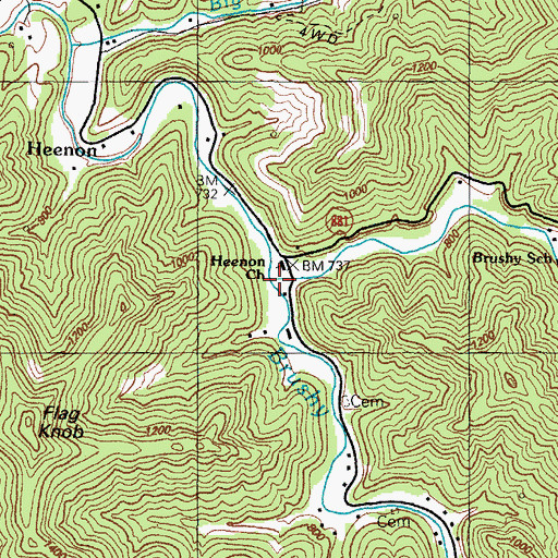 Topographic Map of Left Fork Bushy Fork, KY