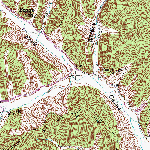 Topographic Map of Left Fork Cains Creek, KY