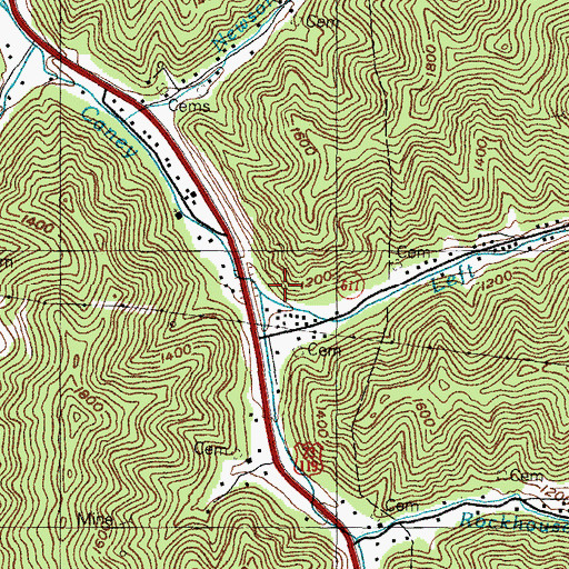 Topographic Map of Left Fork Caney Creek, KY