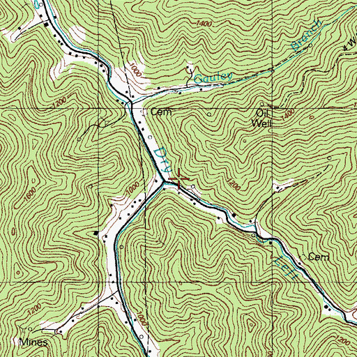 Topographic Map of Left Fork Dry Creek, KY