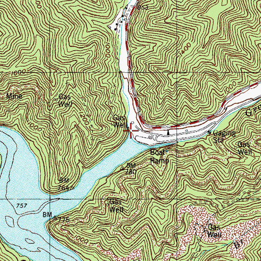 Topographic Map of Left Fork Grapevine Creek, KY