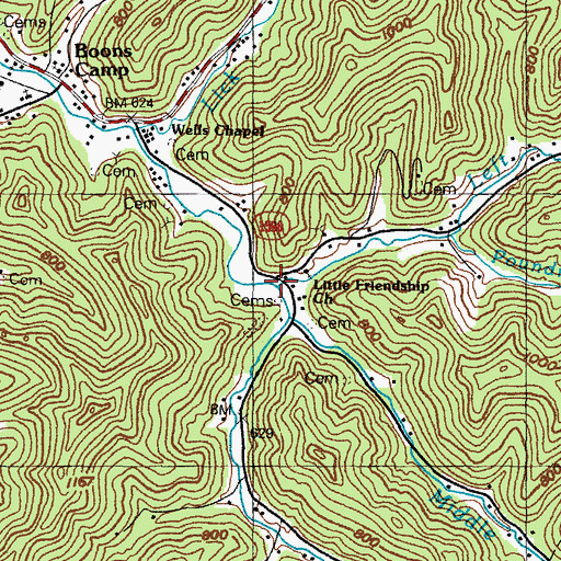 Topographic Map of Left Fork Greasy Creek, KY