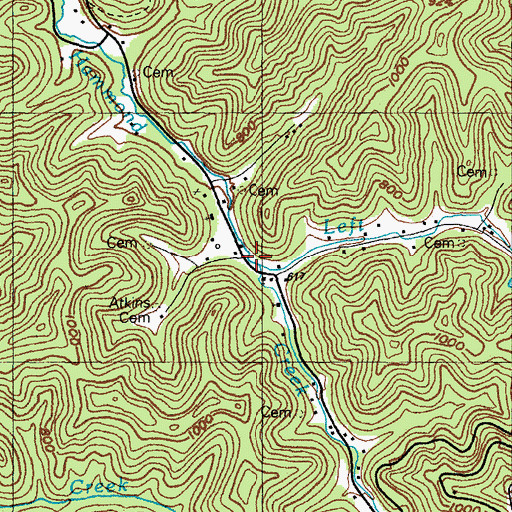 Topographic Map of Left Fork Hammond Creek, KY