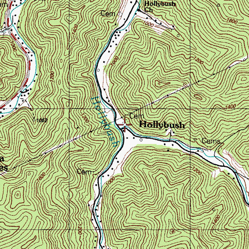 Topographic Map of Left Fork Holly Bush Creek, KY
