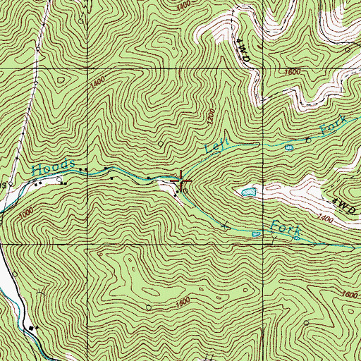 Topographic Map of Left Fork Hoods Fork, KY