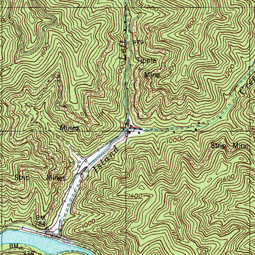 Topographic Map of Left Fork Island Creek, KY