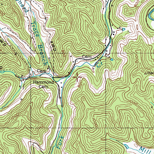 Topographic Map of Left Fork Laurel Creek, KY