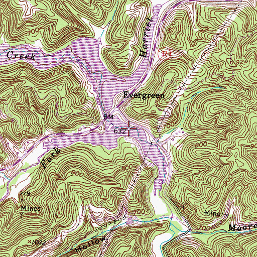 Topographic Map of Left Fork Little Blaine Creek, KY